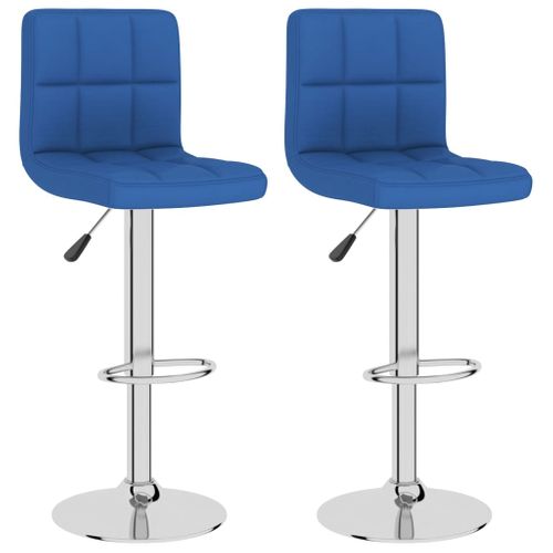 Lot De 2 Tabourets De Bar - Chaises De Bar Bleu Tissu Ta115