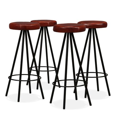 Lot De 4 Tabourets De Bar - Chaises De Bar Cuir Véritable Ta429