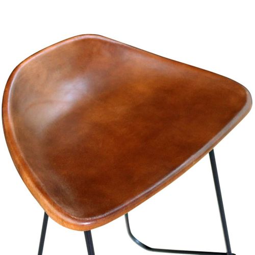 Lot De 4 Tabourets De Bar - Chaises De Bar Marron Cuir Véritable Ta433