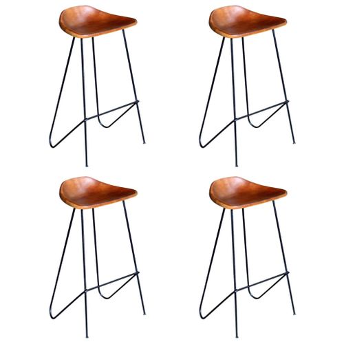 Lot De 4 Tabourets De Bar - Chaises De Bar Marron Cuir Véritable Ta433