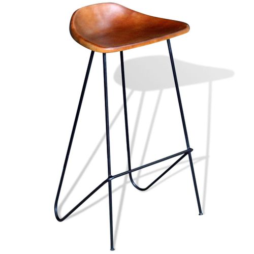 Lot De 4 Tabourets De Bar - Chaises De Bar Marron Cuir Véritable Ta433