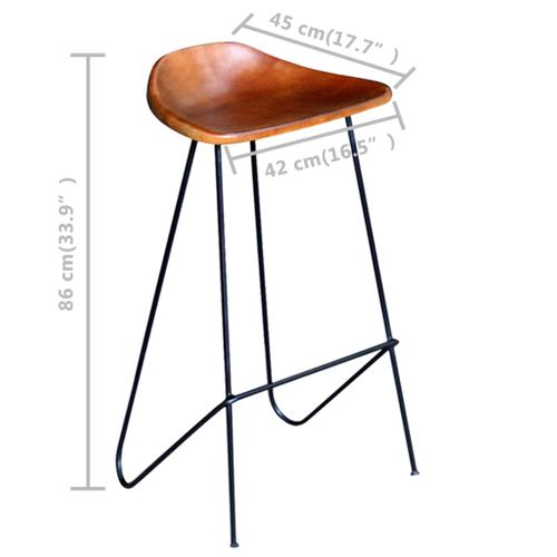 Lot De 4 Tabourets De Bar - Chaises De Bar Marron Cuir Véritable Ta433