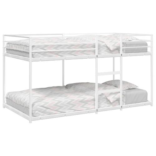 Lit Superposé - Lit Enfant Sans Matelas Blanc 107x203 Cm Acier