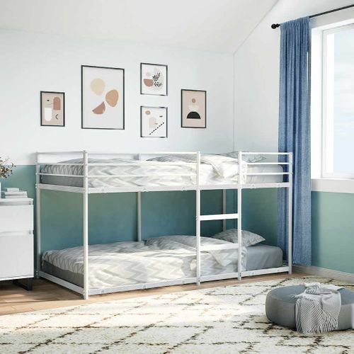 Lit Superposé - Lit Enfant Sans Matelas Blanc 107x203 Cm Acier