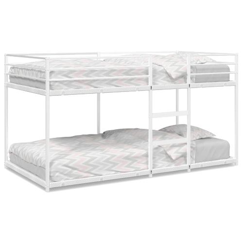 Lit Superposé - Lit Enfant Sans Matelas Blanc 107x203 Cm Acier