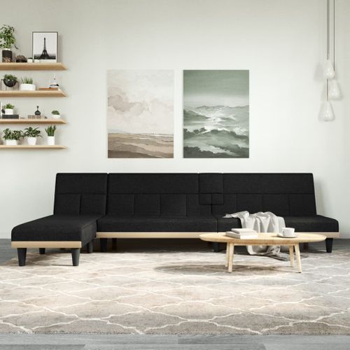 Canapé-lit En Forme De L, Canapé Angle Convertible Noir 255x140x70 Cm Tissu