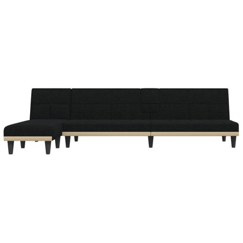 Canapé-lit En Forme De L, Canapé Angle Convertible Noir 255x140x70 Cm Tissu