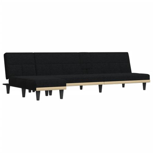 Canapé-lit En Forme De L, Canapé Angle Convertible Noir 255x140x70 Cm Tissu