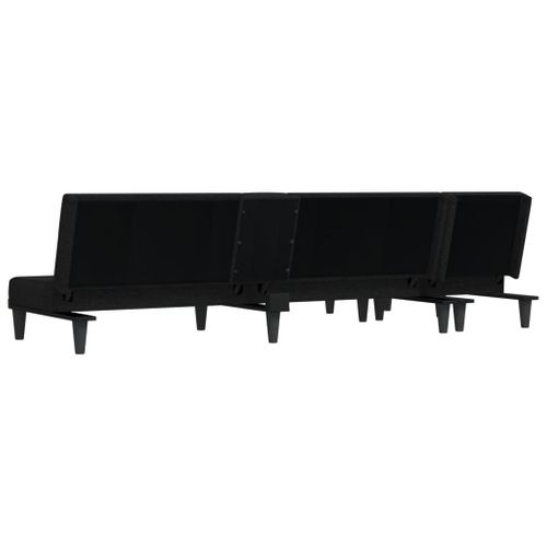 Canapé-lit En Forme De L, Canapé Angle Convertible Noir 255x140x70 Cm Tissu