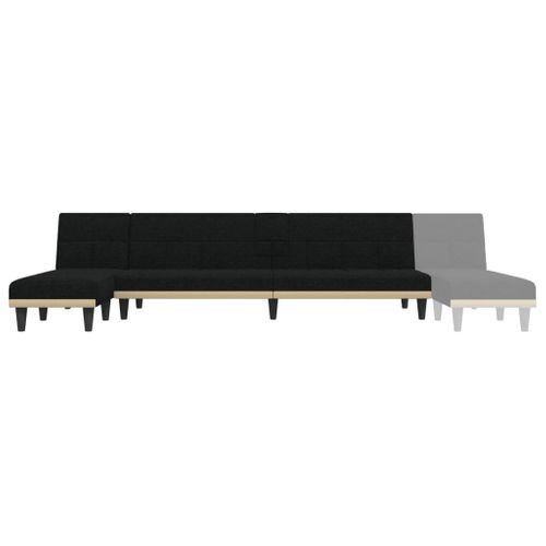 Canapé-lit En Forme De L, Canapé Angle Convertible Noir 255x140x70 Cm Tissu