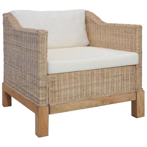 Fauteuil Fixe - Fauteuil De Salon Avec Coussins Rotin Naturel