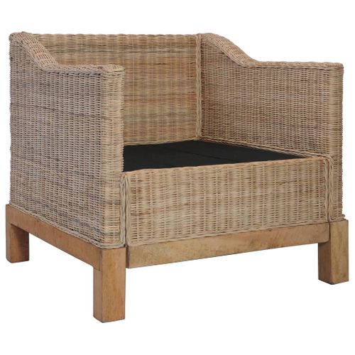 Fauteuil Fixe - Fauteuil De Salon Avec Coussins Rotin Naturel