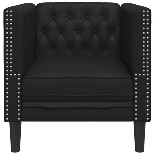 Fauteuil Fixe - Fauteuil De Salon Chesterfield Noir Similicuir