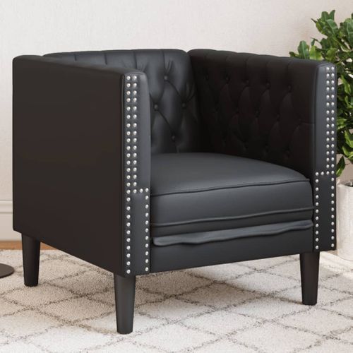 Fauteuil Fixe - Fauteuil De Salon Chesterfield Noir Similicuir