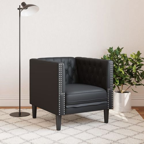 Fauteuil Fixe - Fauteuil De Salon Chesterfield Noir Similicuir