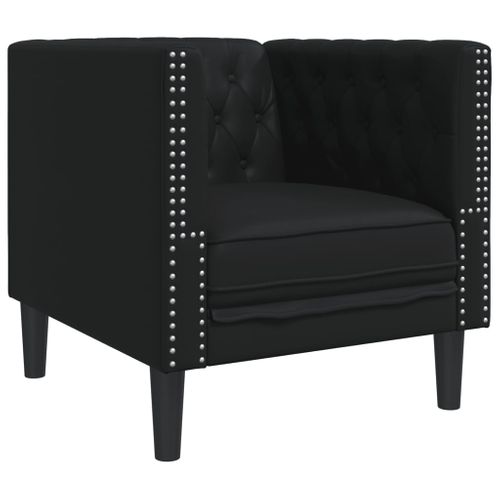 Fauteuil Fixe - Fauteuil De Salon Chesterfield Noir Similicuir