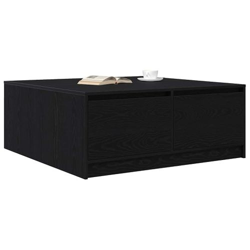 Table Basse - Table De Salon Avec Tiroirs Chêne Noir 100x100x40 Cm Z566