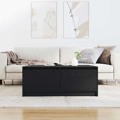 Table Basse - Table De Salon Avec Tiroirs Chêne Noir 100x100x40 Cm Z566