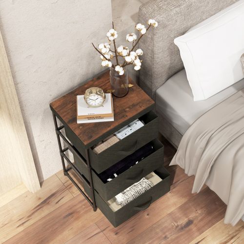 2pcs Meuble De Rangement Industriel Avec 3 Tiroirs 40 X 30 X 62 Cm Noir