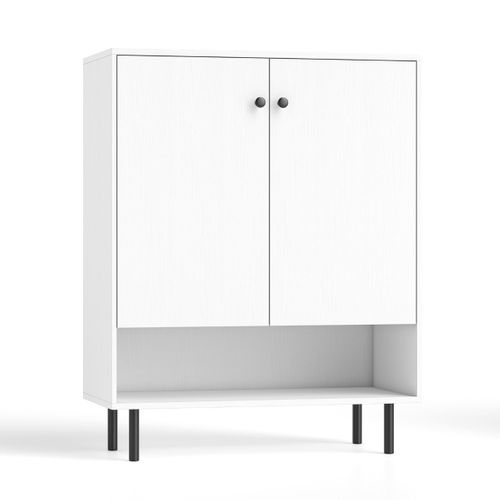 Buffet Cuisine Armoire De Cuisine Avec Étagères Réglables Et 2 Portes 75 X 35 X 95 Cm Blanc Bois