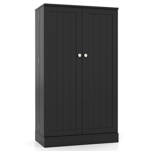 Buffet Cuisine Armoire De Cuisine Avec Portes et Étagères Réglables Kit Anti-basculement Noir