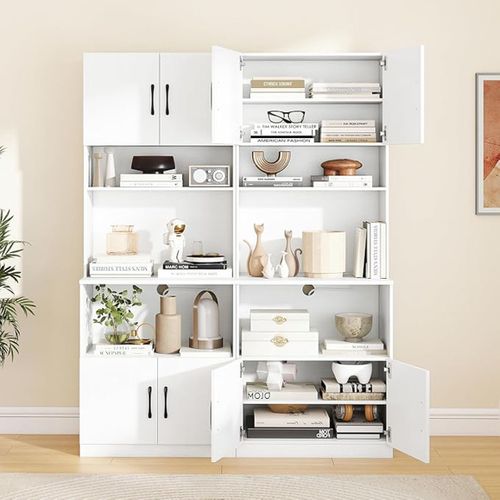 Buffet De Cuisine Armoire Cuisine Avec Prises 2 Placards Grand Compartiment 65 X 38 X 168cm Blanc