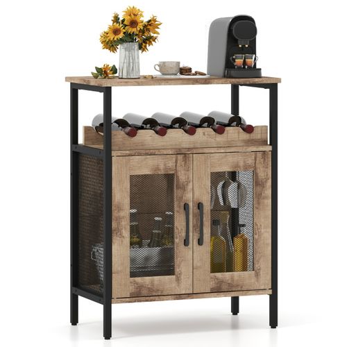 Buffet De Cuisine Meuble Cuisine Industriel à 2 Portes En Treillis 60x34x79cm Brun Rustique