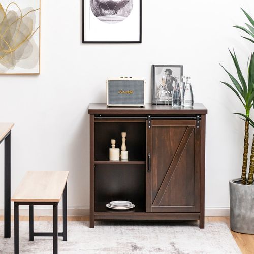 Buffet Meuble Cuisine Cabinet De Cuisine Indépendant Avec Porte Coulissante 80x40x82 Cm Marron