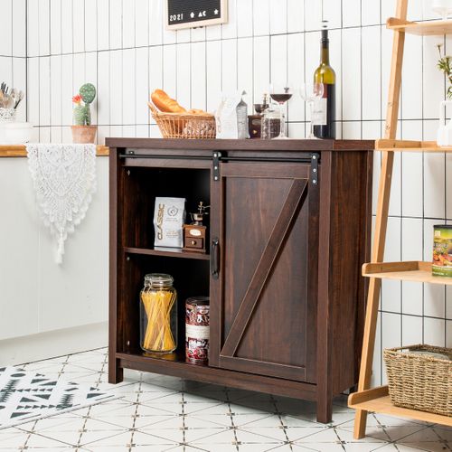 Buffet Meuble Cuisine Cabinet De Cuisine Indépendant Avec Porte Coulissante 80x40x82 Cm Marron