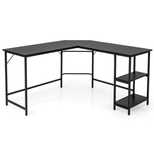 Bureau Gamer Bureau Gaming Bureau D'angle Structure En Acier 138 X 50 X 75 Cm Noir