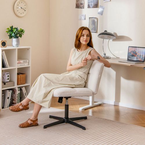 Chaise De Bureau à Hauteur Réglable Pivotante à 360° 73 X 64 X 78-92 Cm Blanc