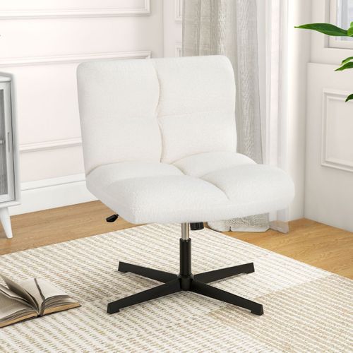 Chaise De Bureau à Hauteur Réglable Pivotante à 360° 73 X 64 X 78-92 Cm Blanc