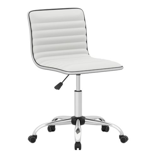 Chaise De Bureau Ajustable Pivotant Chaise De Conférence Rembourrée 51x45x82-96,5 Cm Blanc