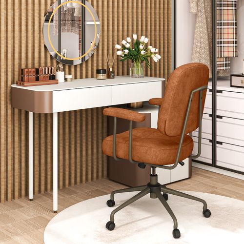 Chaise De Bureau Chaise De Travail Pivotante Réglable Dossier Rembourré 68x68x97-103 Cm Marron
