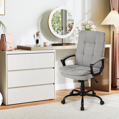Chaise De Bureau Ergonomique Fauteuil De Bureau à Roulettes Pivotant Hauteur Réglable Gris