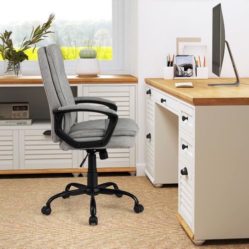 Chaise De Bureau Ergonomique Fauteuil De Bureau à Roulettes Pivotant Hauteur Réglable Gris