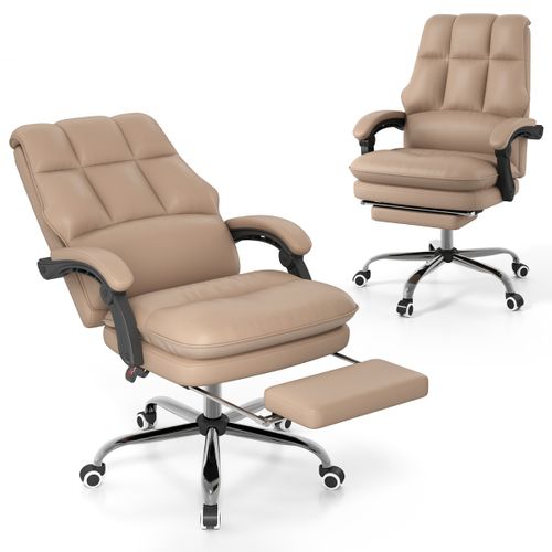 Chaise De Bureau Ergonomique Fauteuil De Direction Cuir Pu Pivotant Accoudoirs Articulés Café