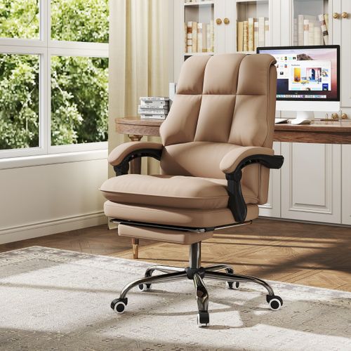 Chaise De Bureau Ergonomique Fauteuil De Direction Cuir Pu Pivotant Accoudoirs Articulés Café