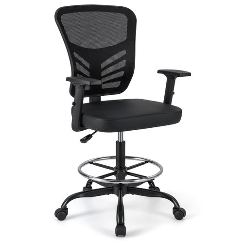 Chaise De Bureau Ergonomique Fauteuil Pivotant Avec Accoudoirs Relevables 66x66x104-125 Cm Noir