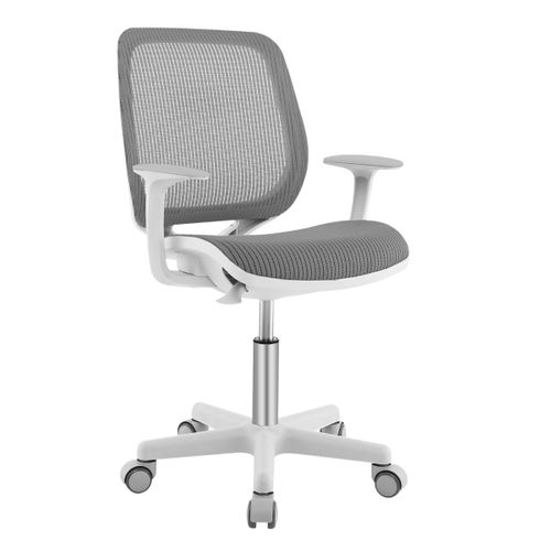 Chaise De Bureau Pivotante Enfants Hauteur Réglable Dossier et Accoudoirs Ergonomique Gris