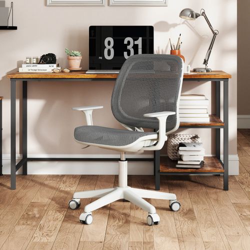 Chaise De Bureau Pivotante Enfants Hauteur Réglable Dossier et Accoudoirs Ergonomique Gris
