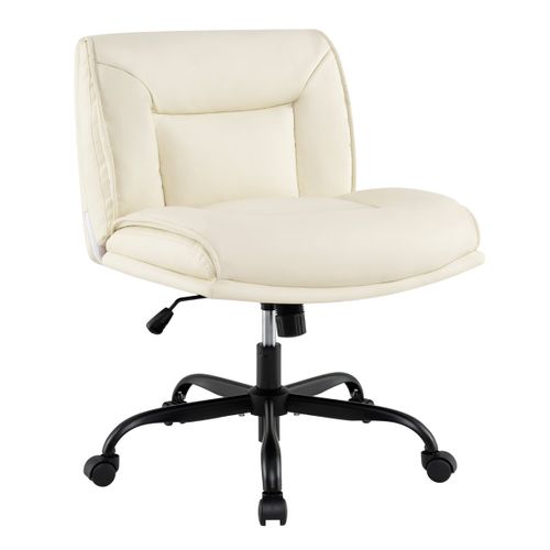 Chaise De Bureau Pivotante Fauteuil De Bureau Cuir Artificiel Hauteur Réglable Beige