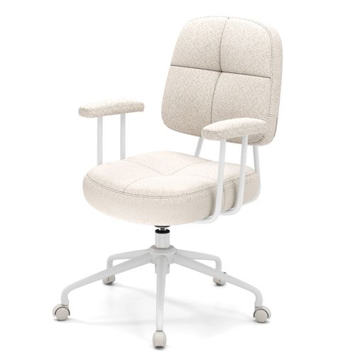 Chaise De Bureau Pivotante Fauteuil De Bureau Dossier Rembourré Réglable 68x68x97-103 Cm Beige
