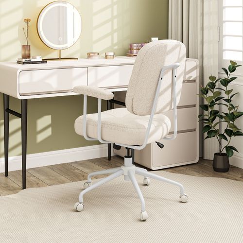 Chaise De Bureau Pivotante Fauteuil De Bureau Dossier Rembourré Réglable 68x68x97-103 Cm Beige