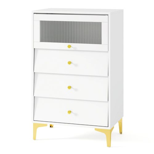 Commode 3 Tiroirs Armoire De Rangement Moderne Avec 8 Tiroirs Coulissants 60 X 40 X 112,5 Cm Blanc