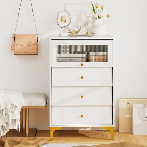 Commode 3 Tiroirs Armoire De Rangement Moderne Avec 8 Tiroirs Coulissants 60 X 40 X 112,5 Cm Blanc