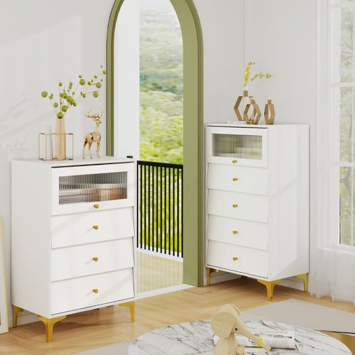 Commode 4 Tiroirs Armoire De Rangement Moderne Avec 8 Tiroirs Coulissants 60 X 40 X 112,5 Cm Gris