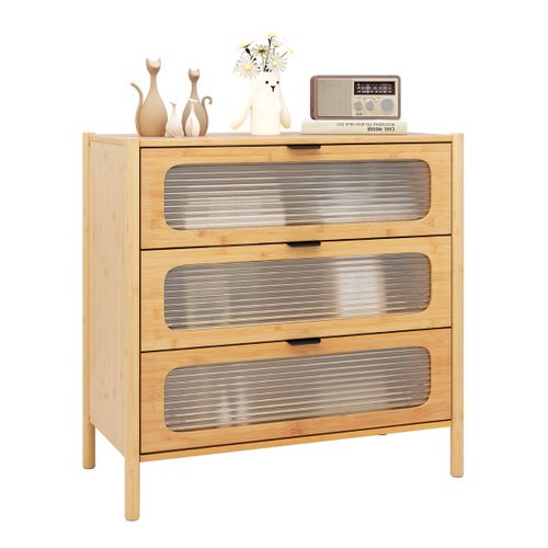 Commode à 3 Tiroirs Meuble De Rangement Moderne 80 X 40 X 78,5 Cm Naturel