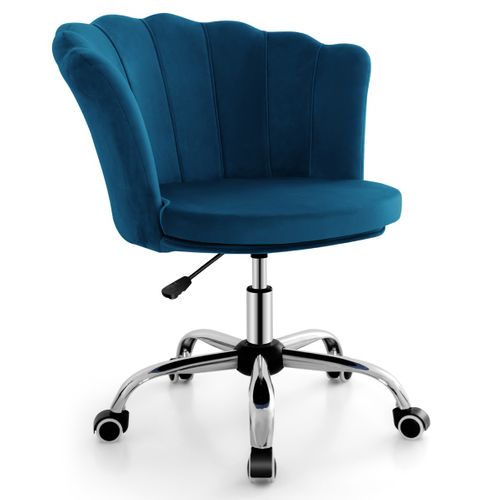 Fauteuil De Bureau à Roulettes Chaise De Bureau Velours Hauteur Réglable 69 X 64 X 74-82 Cm Bleu