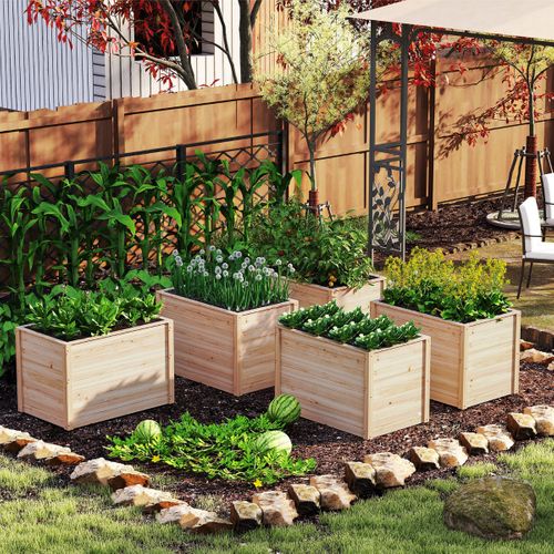 Jardinière Bac à Fleurs Avec Base Ouverte Pour Légumes Fruits Fleurs Bois 100x64x65,5cm Naturel